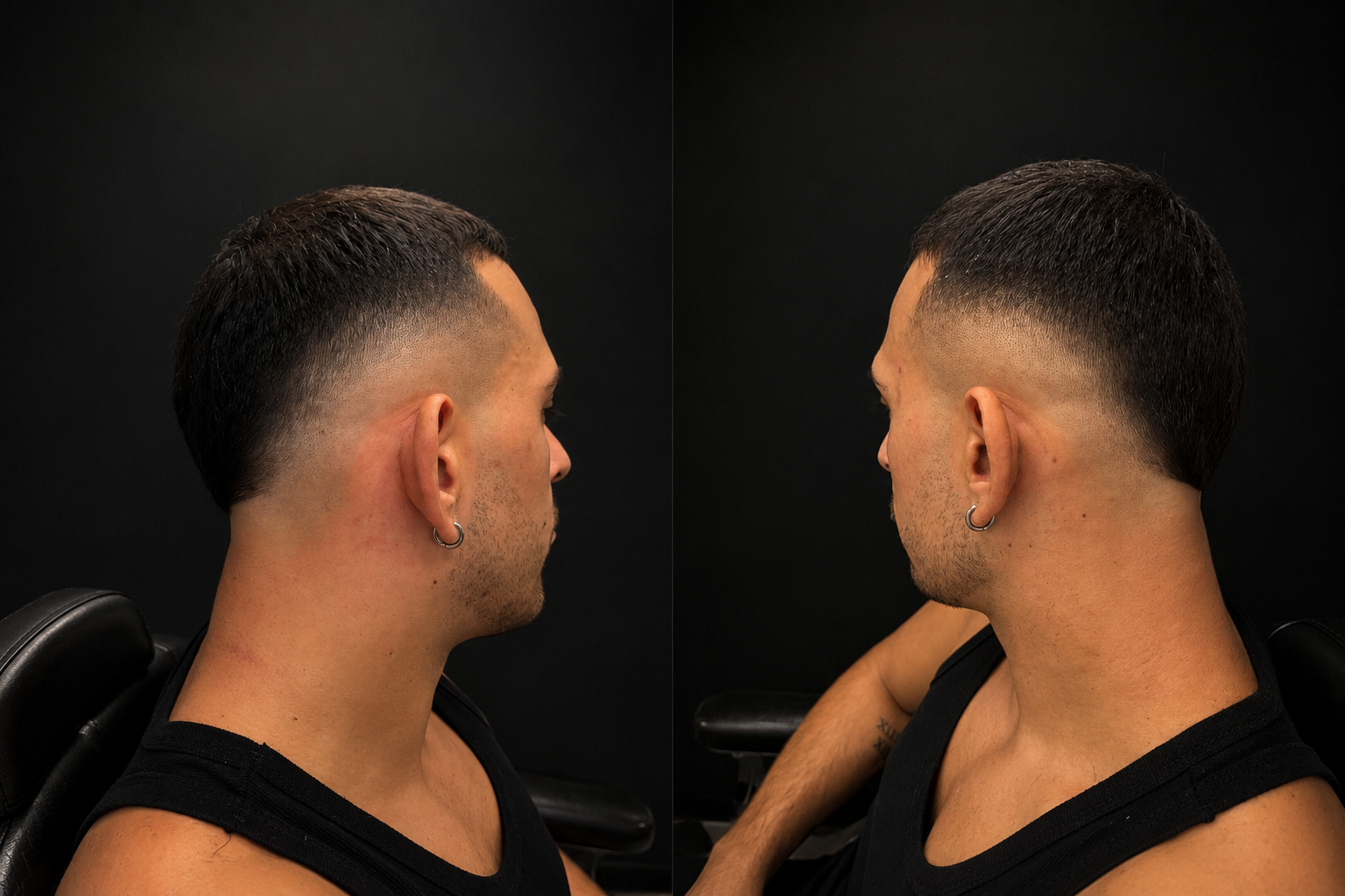 Kurzer Haarschnitt mit Skin Fade, Seitenansichten